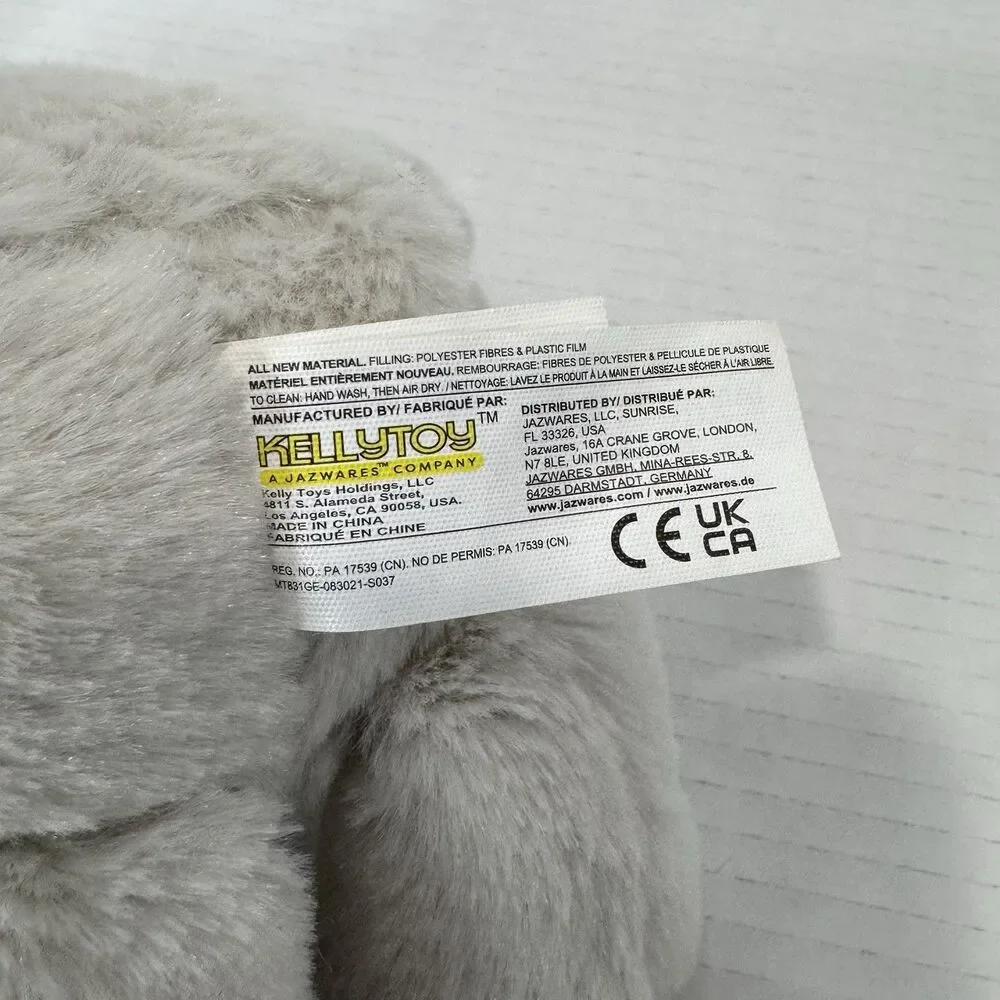 Kellytoy Kelly Baby Gray Elephant Rattle Plush Crinkle Ears Hanging Clip - Picture 8 of 8